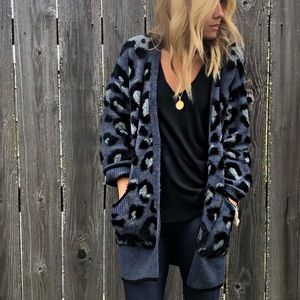 RD Style Blue Leopard Cardigan